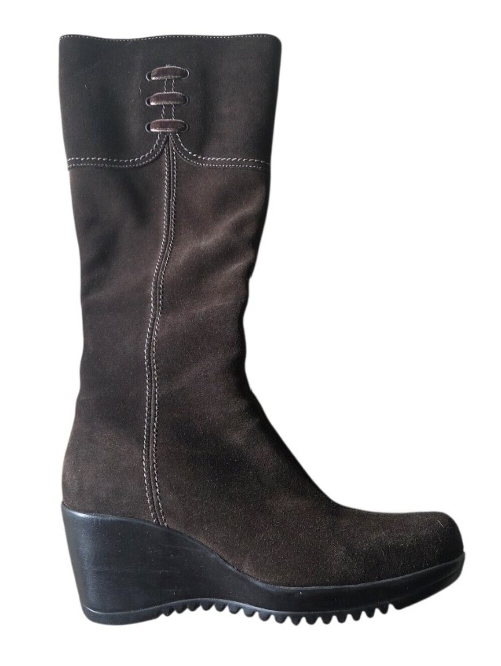 La Canadienne Galaxy Waterproof Tall Chocolate Brown Suede Wedge Boots Size 7